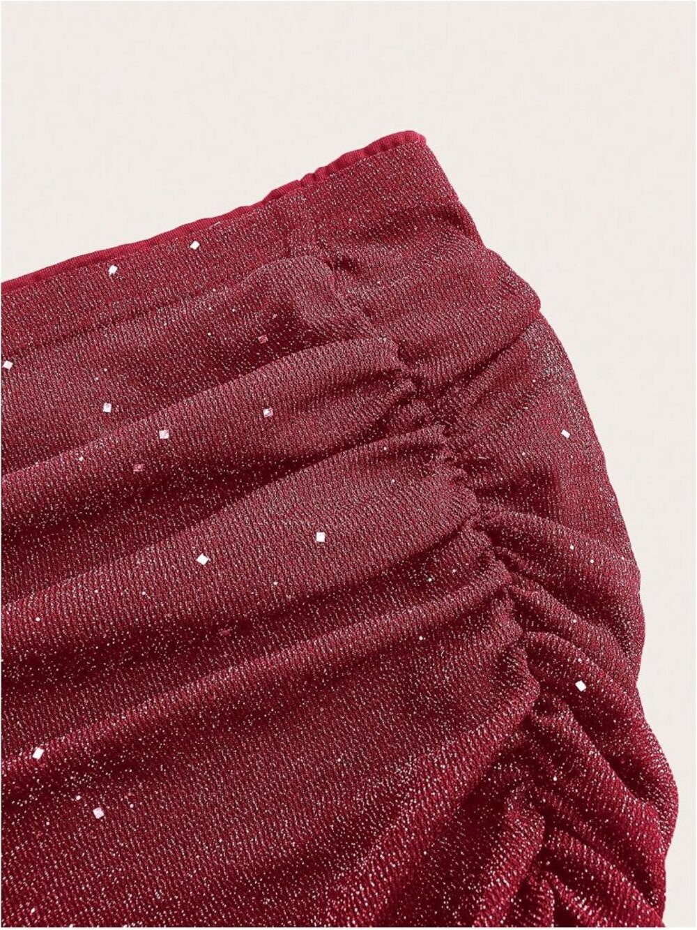 Women's Plus Size Sparkly Ruched Bodycon Mini Skirt Elastic High Waist Concert G - Picture 4 of 5